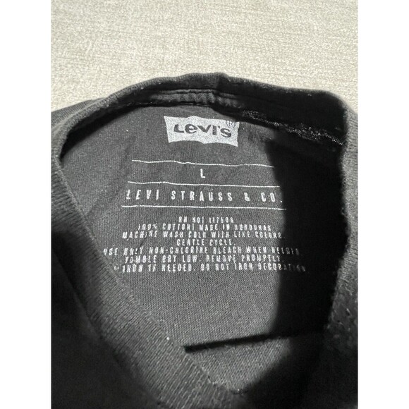 Levi's Shirt Men's Large Long Sleeve Black Logo Crewneck - Picture 5 of 10
